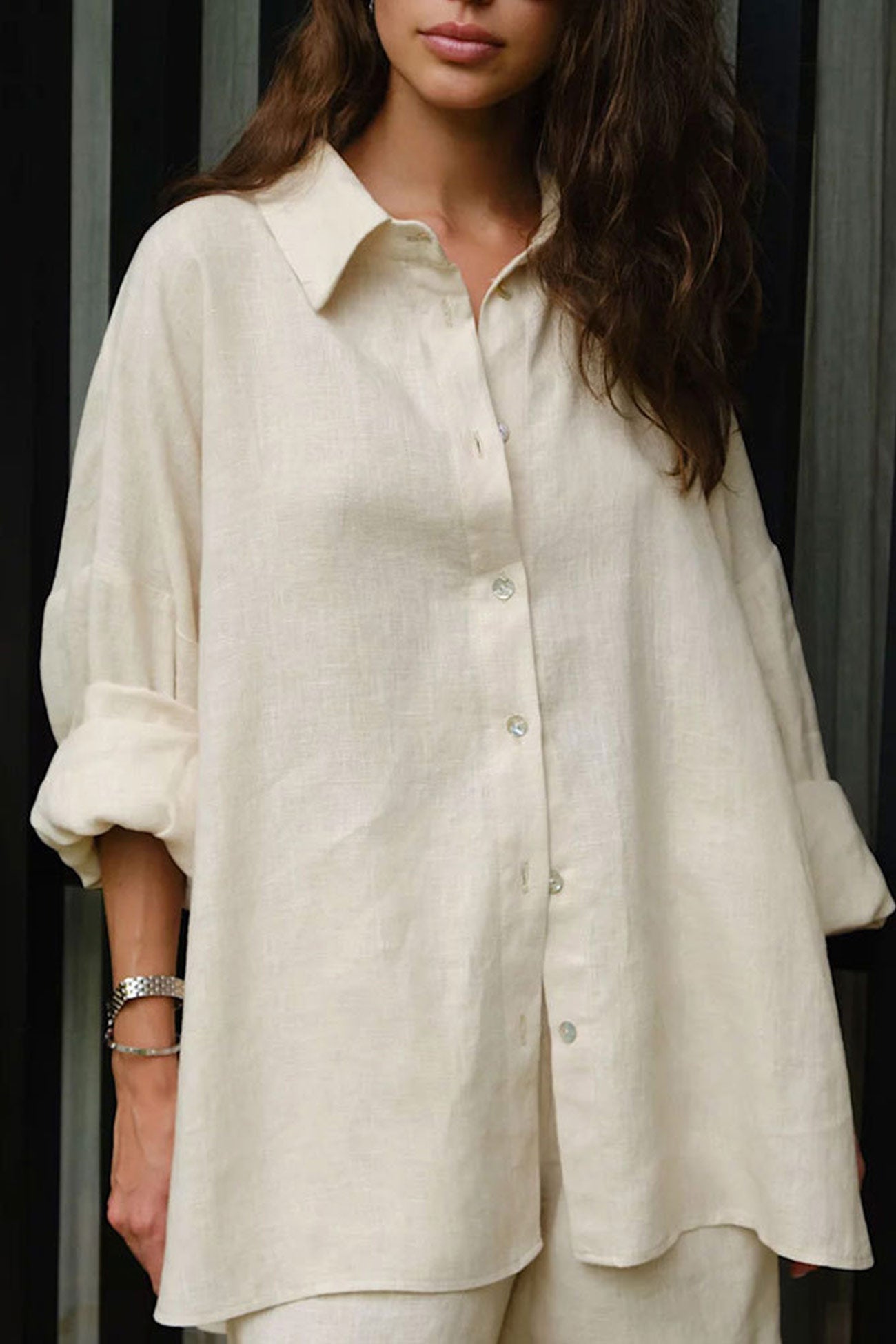 Cotton Slit Hem Blouse Shorts Suits
