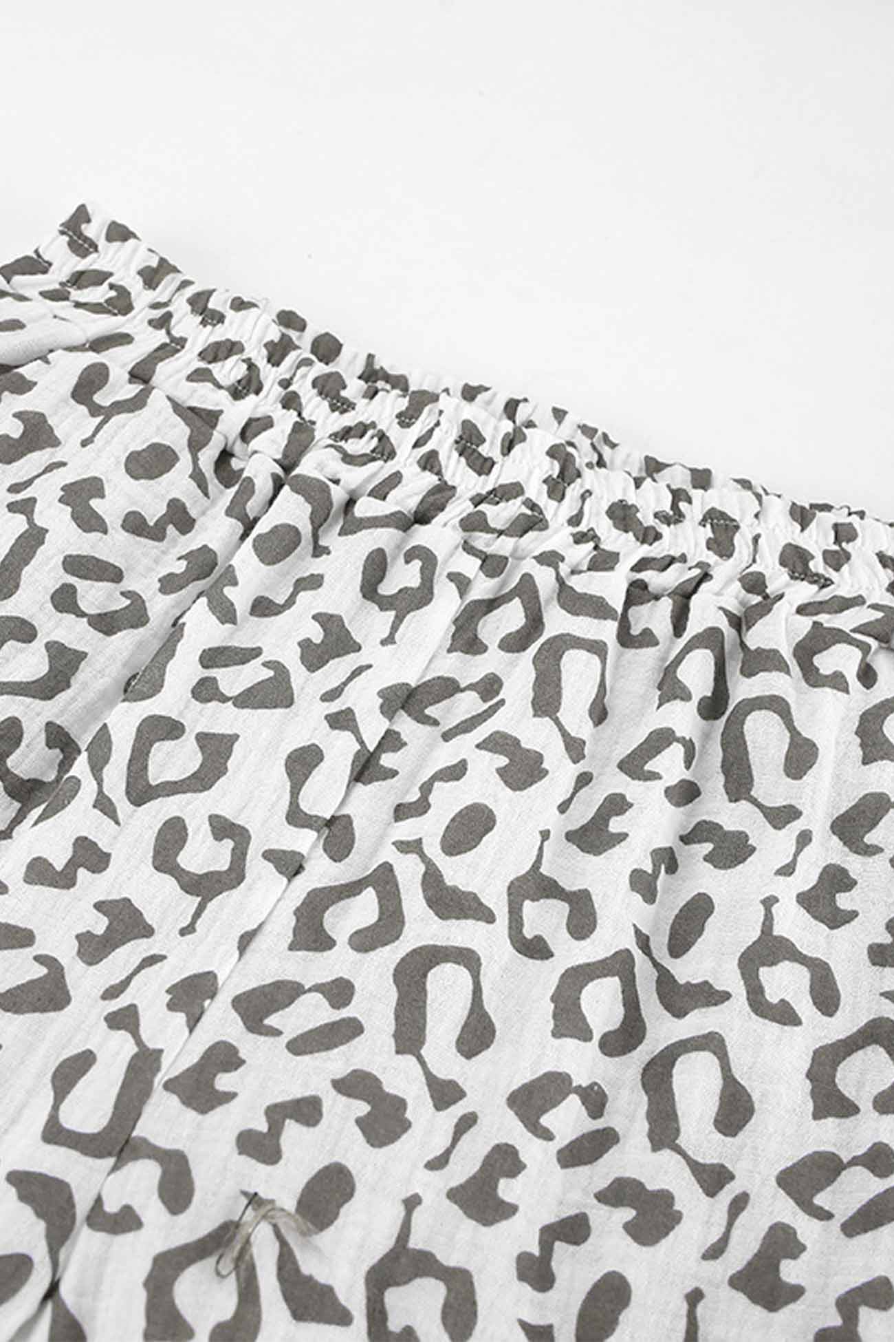 Cotton Leopard Shirt Long Pants Two-Piece Set