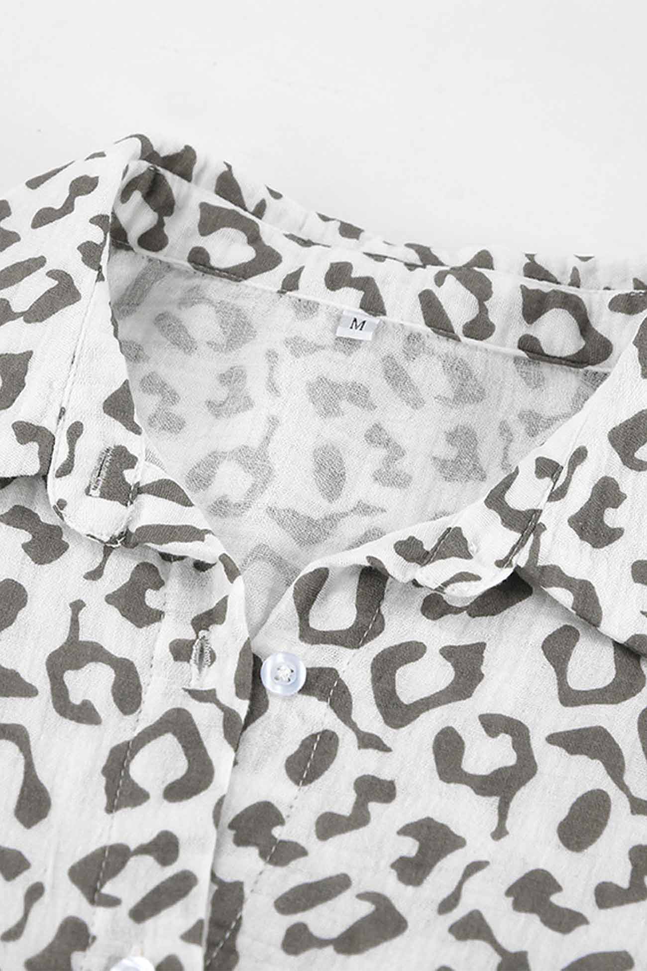 Cotton Leopard Shirt Long Pants Two-Piece Set