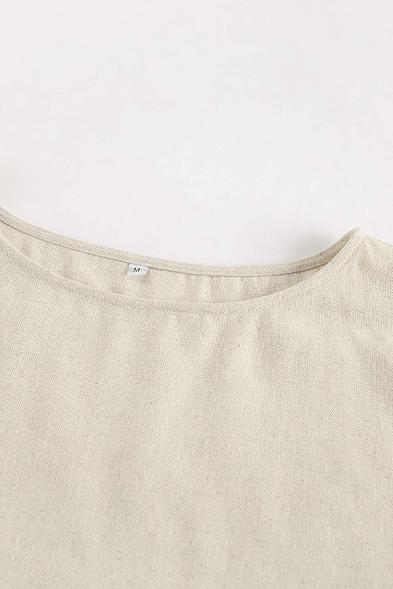 Cotton Linen Cap Sleeve Shorts Two Piece Set