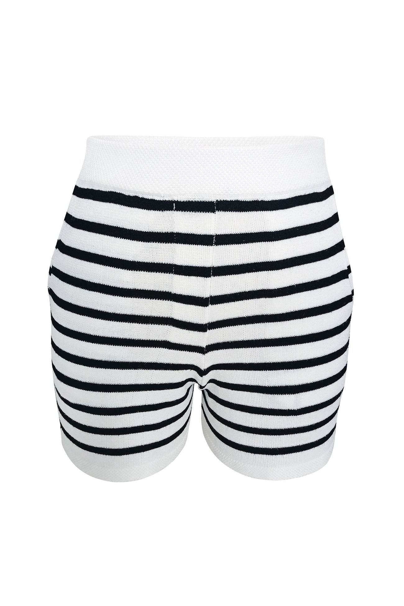 Crew Neck Striped Cardigan Shorts Set