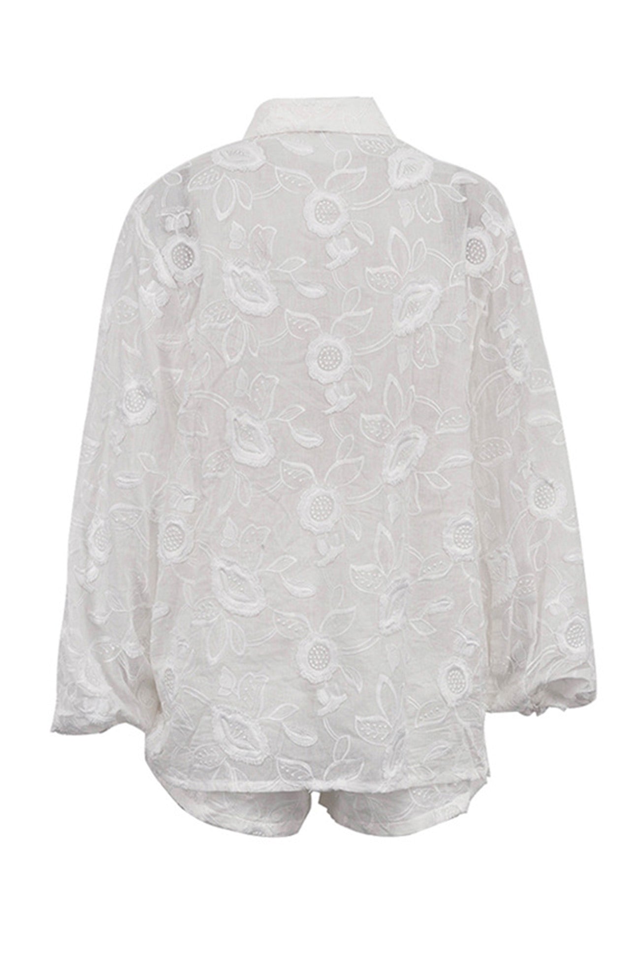 Floral Embroidery Long Sleeve Shirt Suits