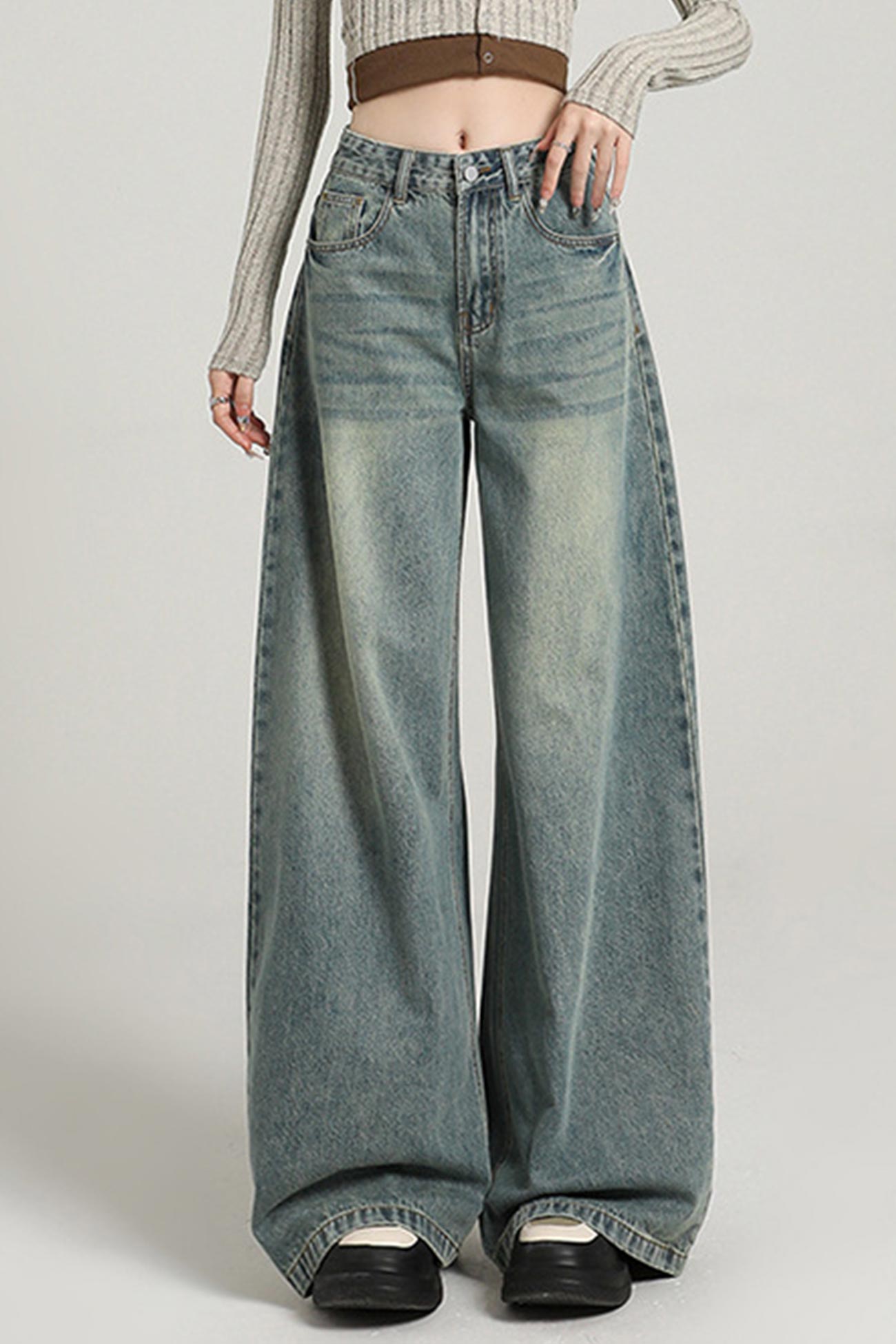 Loose High-rise Wide-leg Jeans