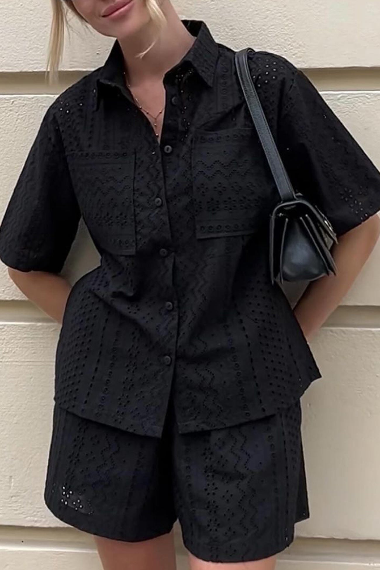 Jacquard Hollow Out Shirt Suits