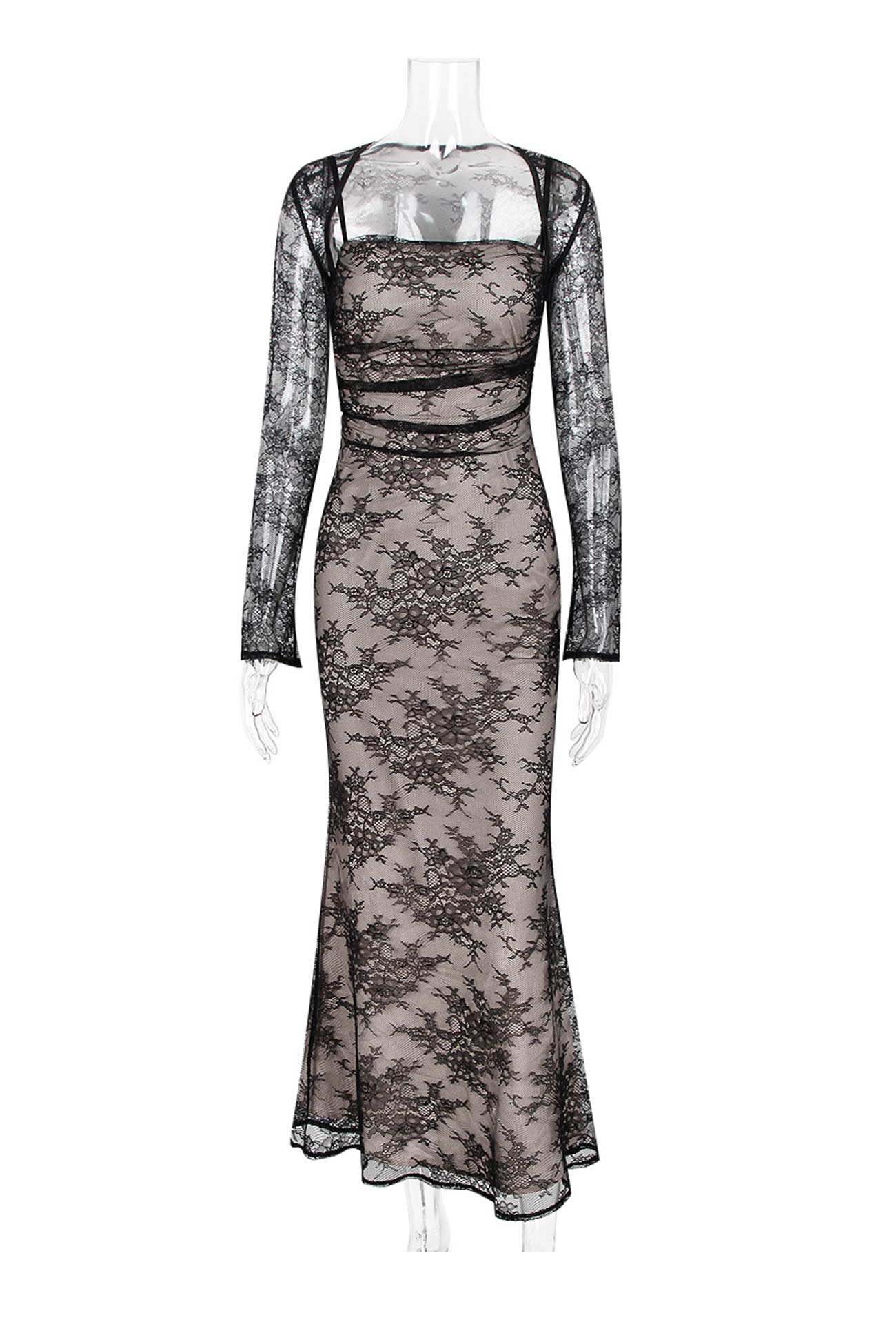 Lace Fishtail Cami Dress With Cover-up