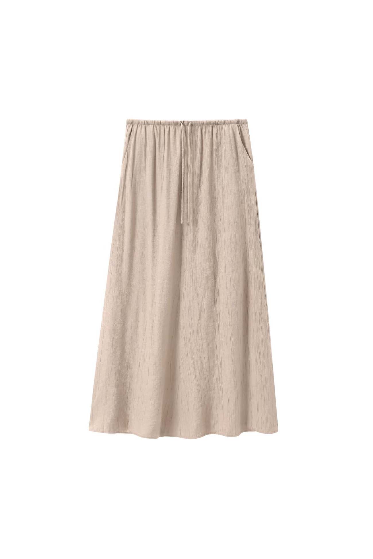 Lace Up Textured Vest Midi Skirt Set