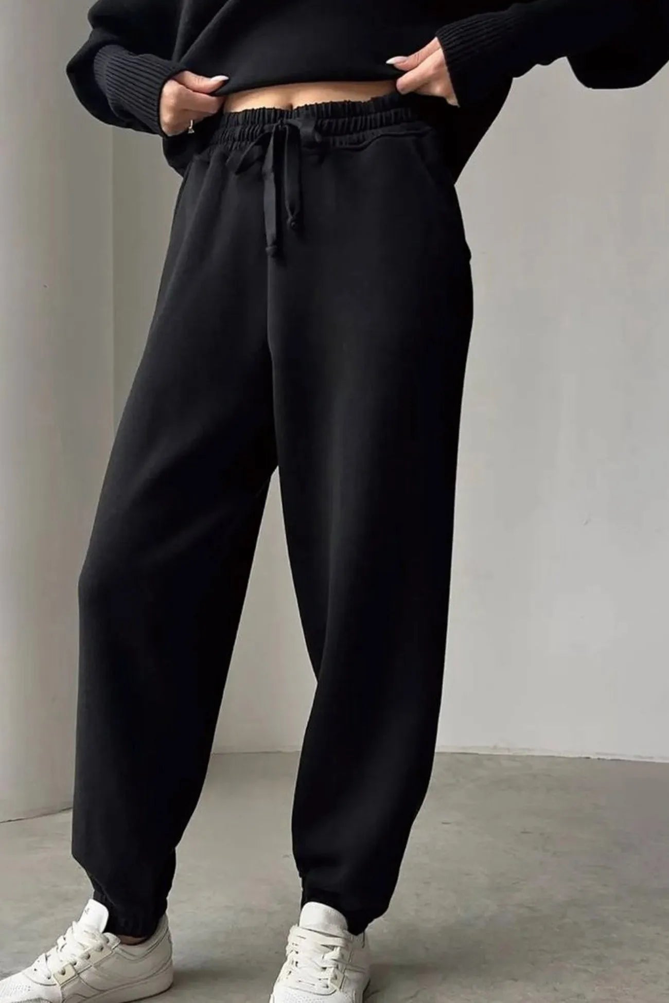 Lapel Zip-up Sweatshirt Set