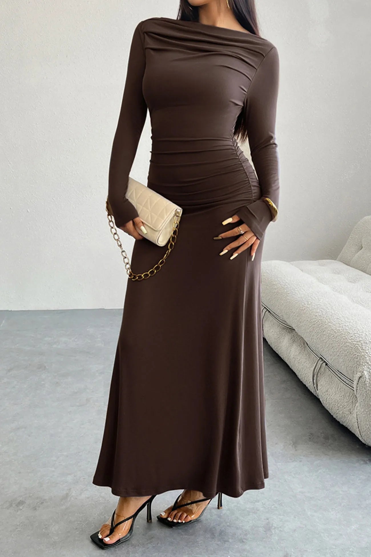 Long Sleeve Pack Hip Maxi Dress