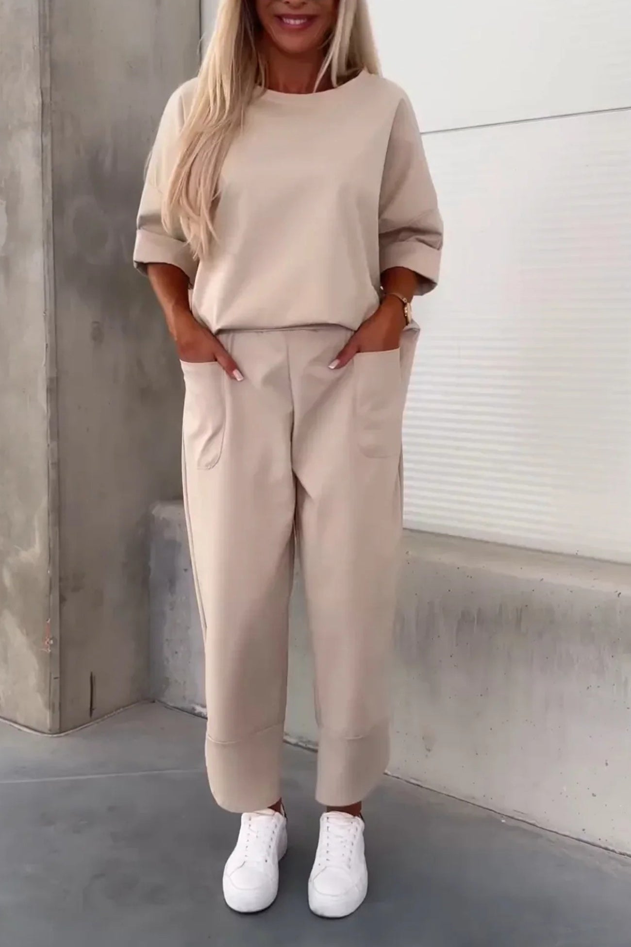 Long Sleeve Pullover Harem Pants Set