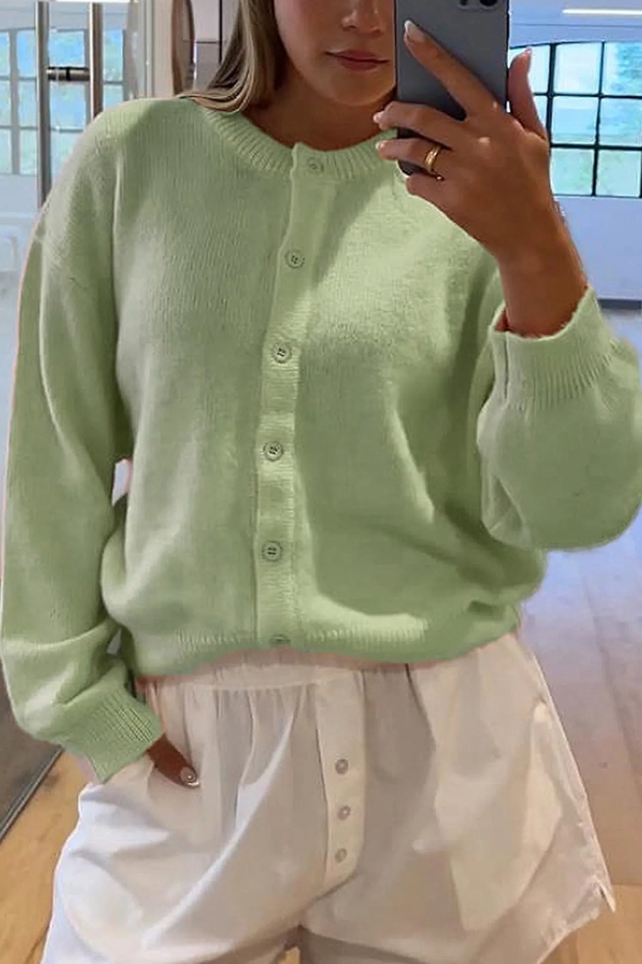 Macarons Color Button-up Short Cardigan