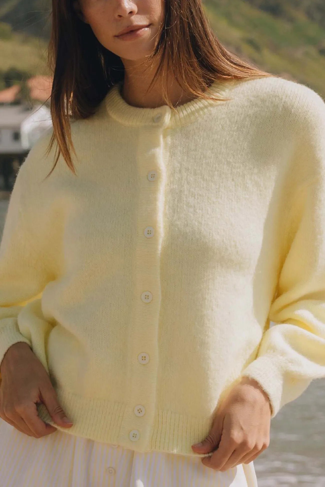 Macarons Color Button-up Short Cardigan