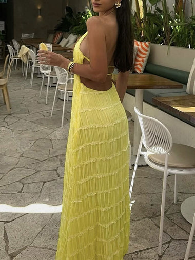 Ruched Halterneck Maxi Dress