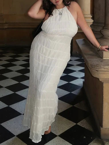 Ruched Halterneck Maxi Dress