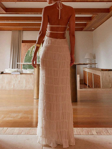 Ruched Halterneck Maxi Dress