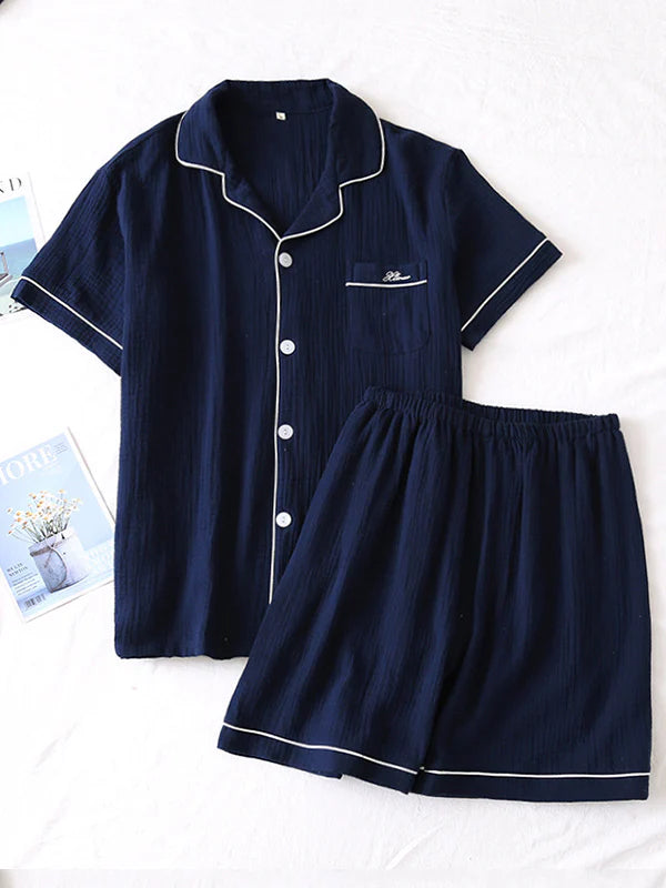 Ossaso Simple Cotton Couple Pajama Set