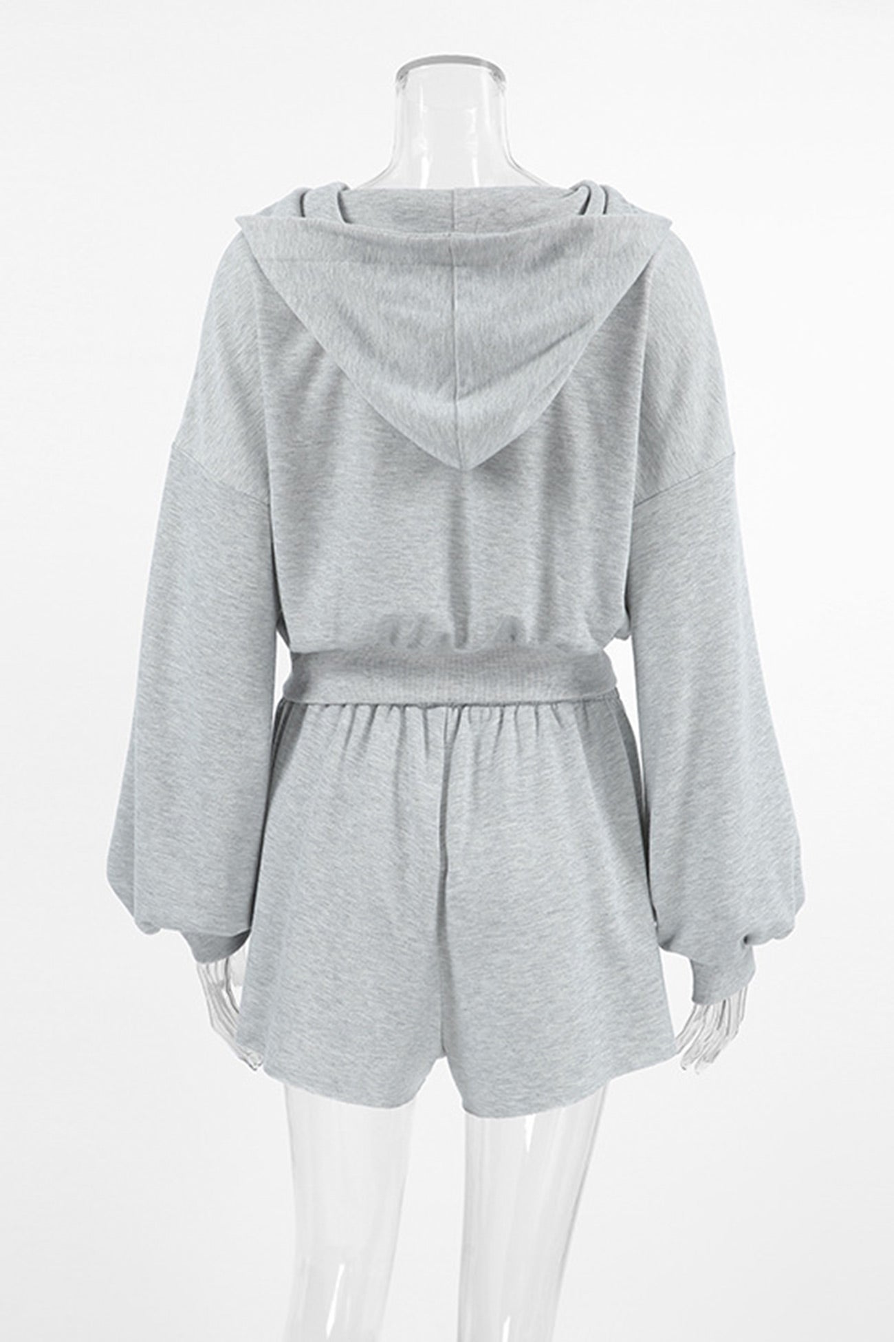 Solid Hoodie Crop Top Shorts Set