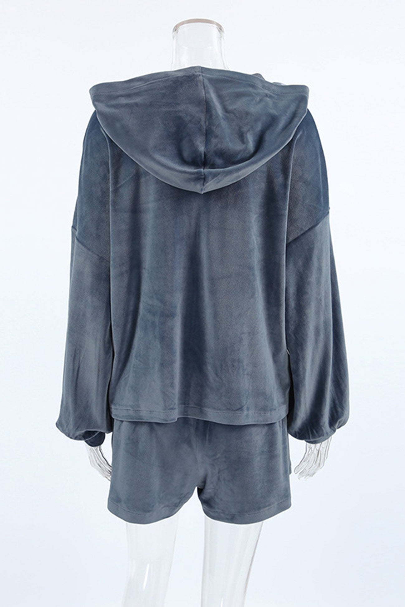 Solid Hoodie Crop Top Shorts Set