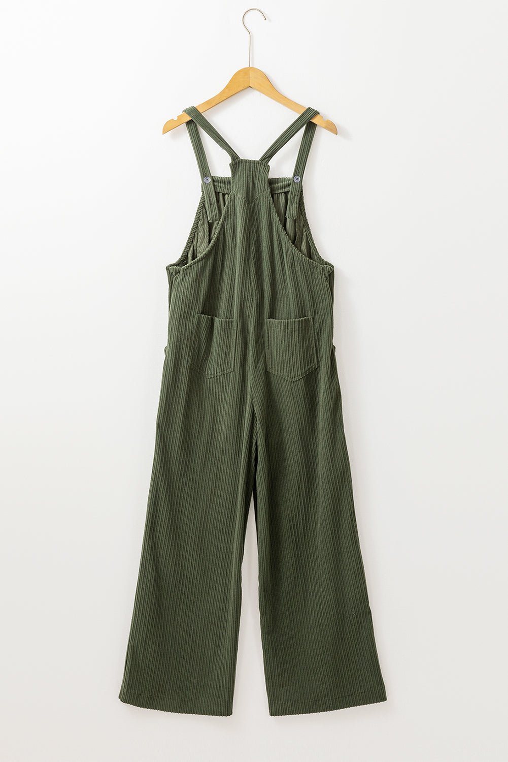 Solid Color Pocketed Corduroy Overall Set