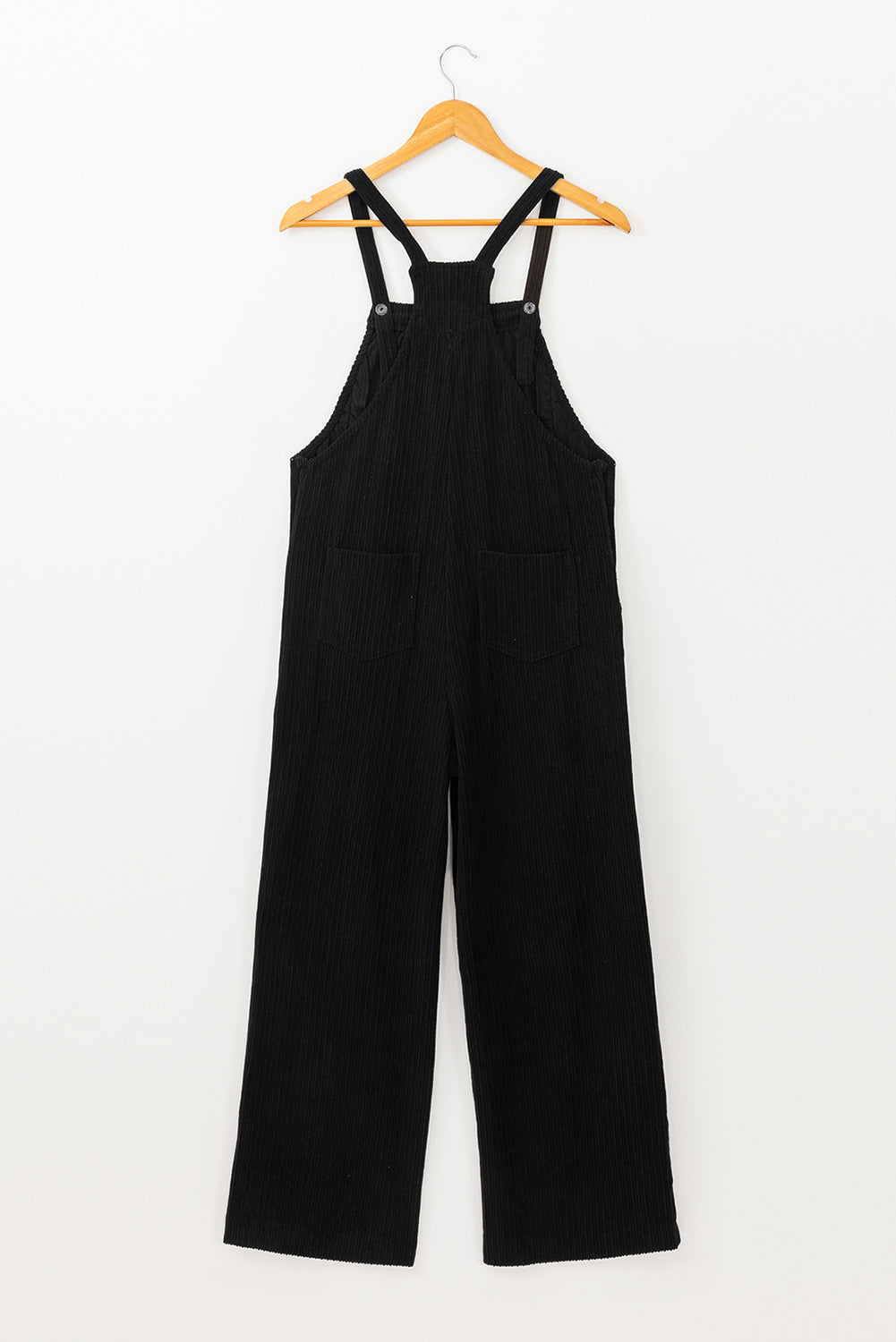 Solid Color Pocketed Corduroy Overall Set