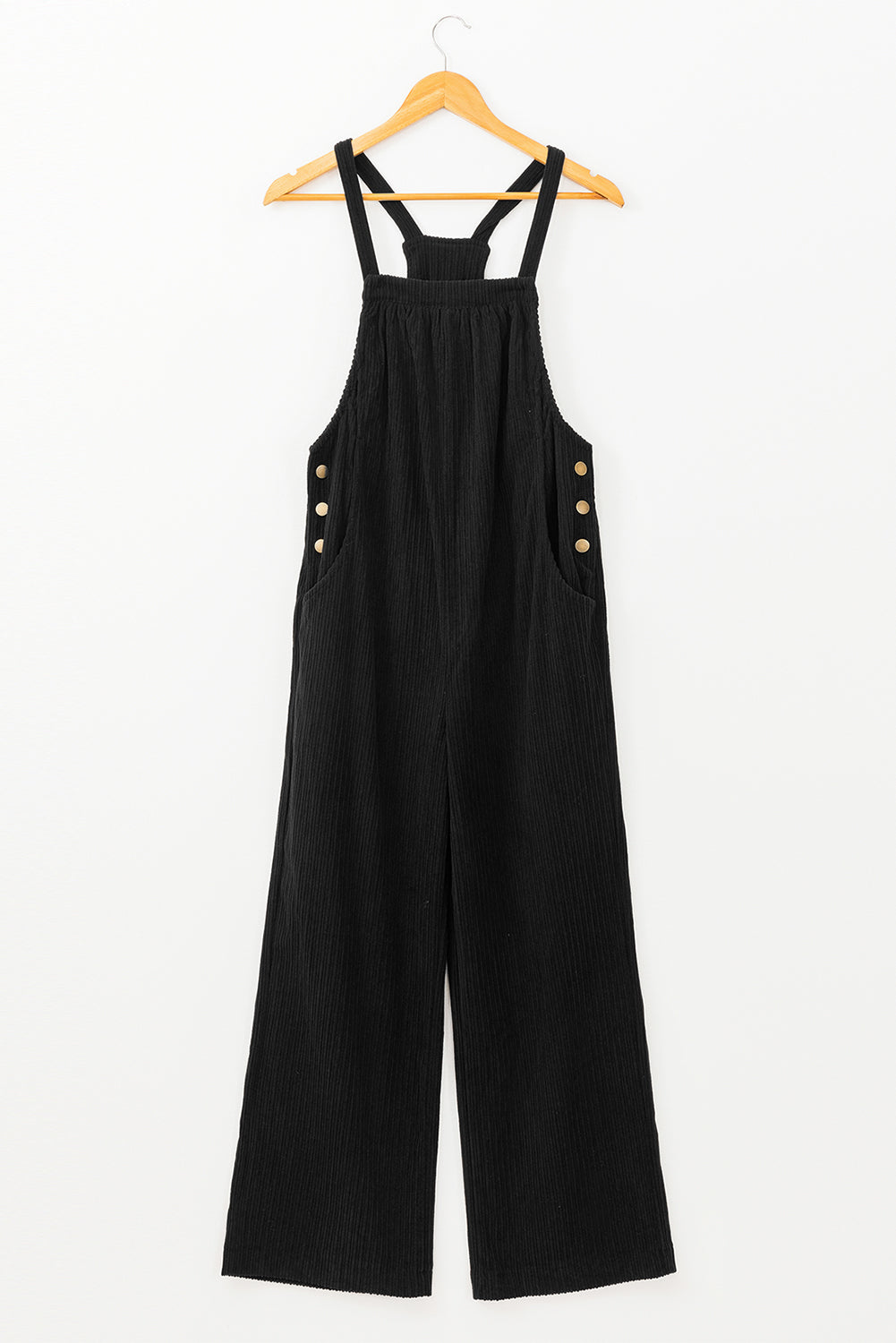 Solid Color Pocketed Corduroy Overall Set