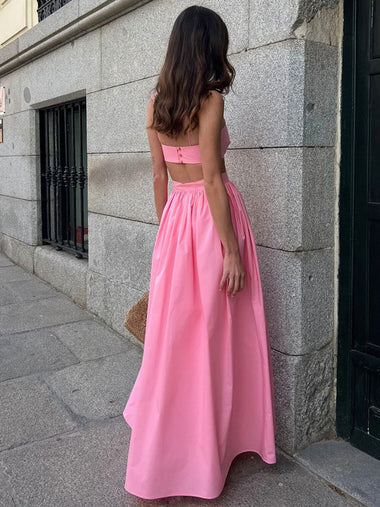 Spaghetti Strap Crop Top & Maxi Skirt Set