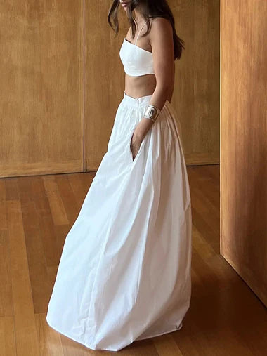 Spaghetti Strap Crop Top & Maxi Skirt Set