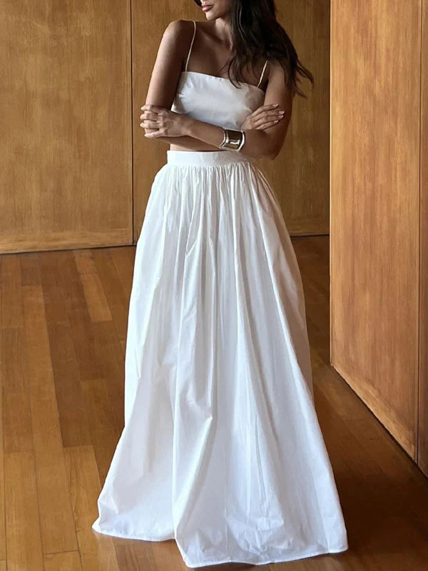 Spaghetti Strap Crop Top & Maxi Skirt Set