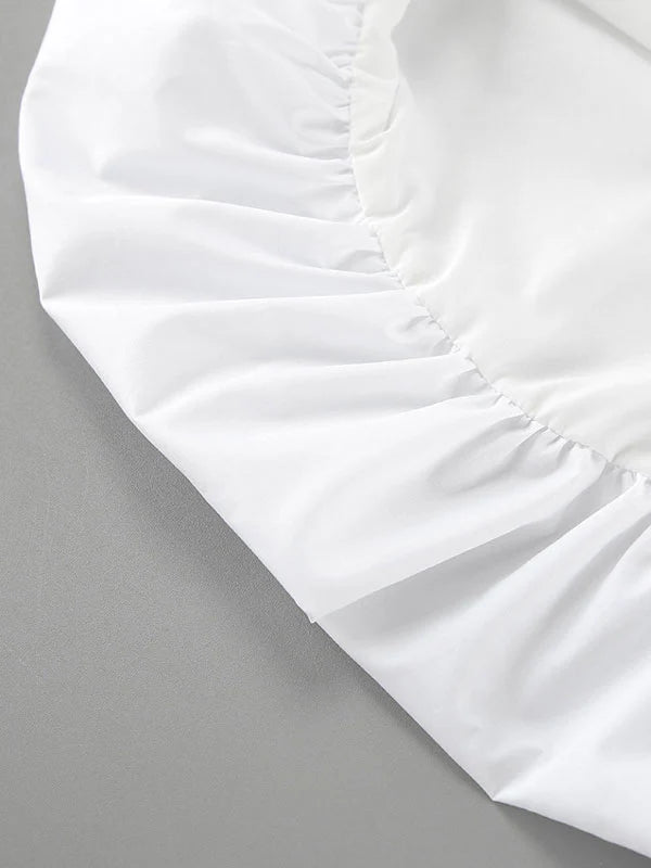 Spaghetti Strap Puffy Maxi White Dress
