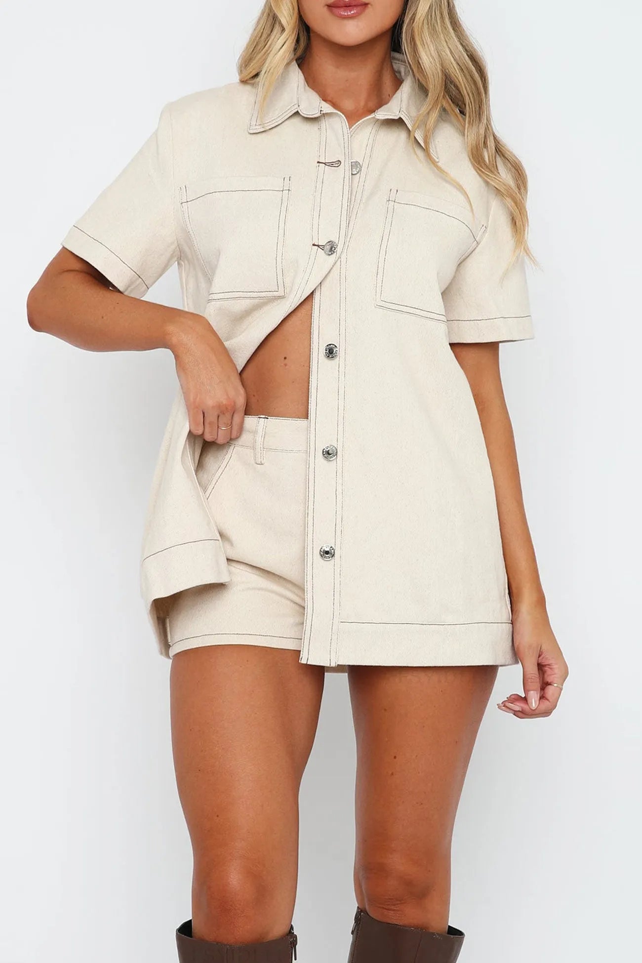 Vintagoe Cargo Shirt Shorts Set