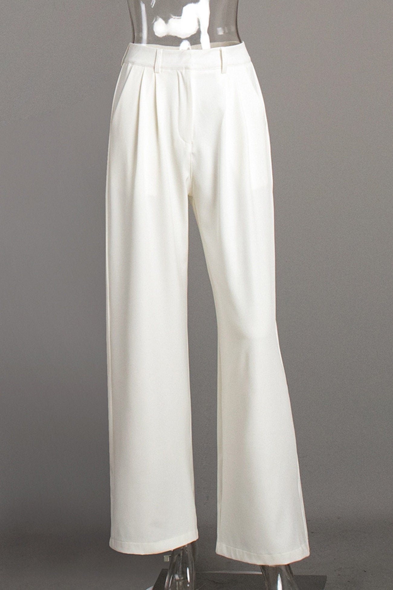White High Rise Wide Leg Long Pants