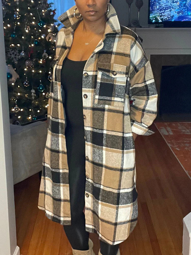 Flannel Pocket Plaid Cardigan