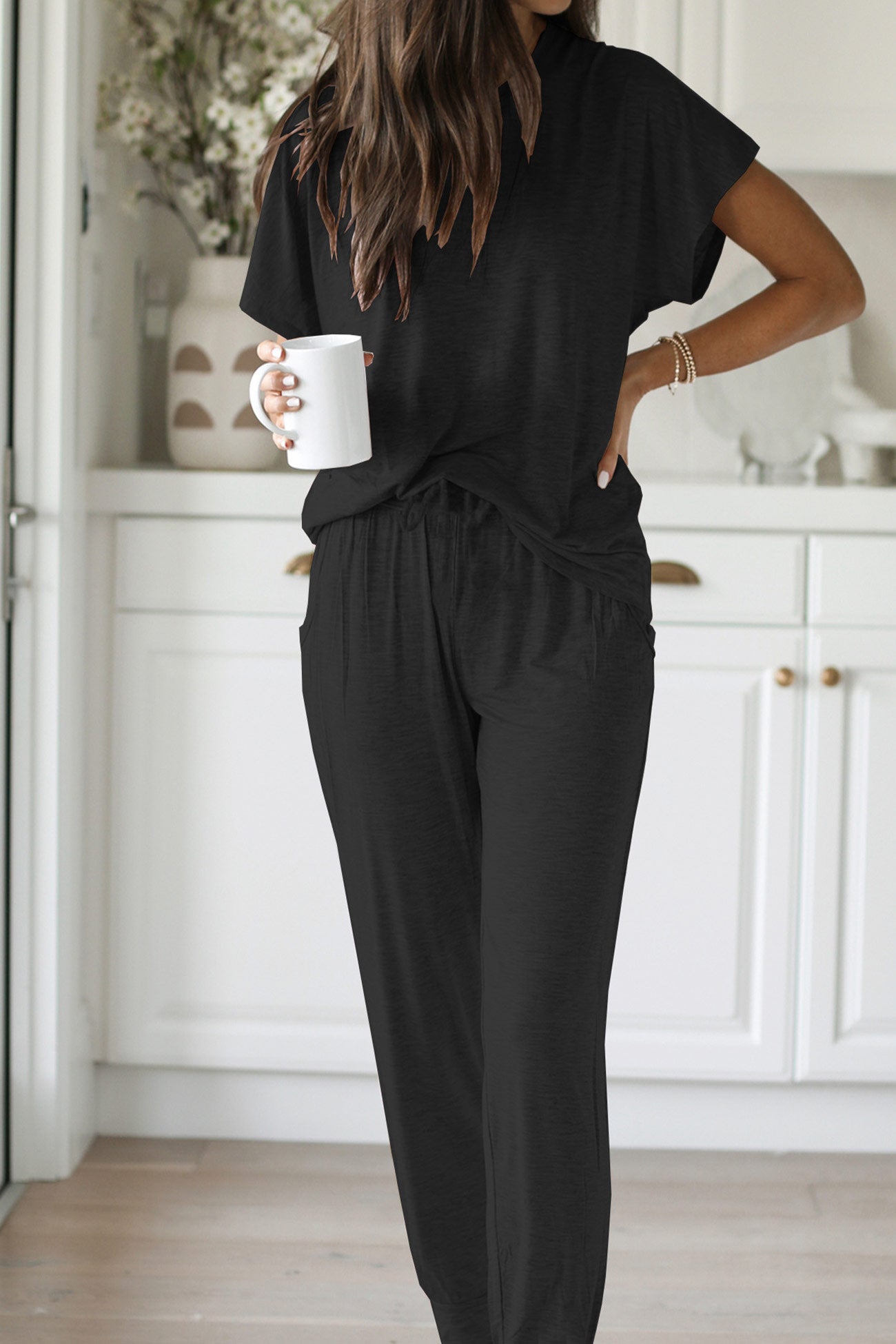 Short Sleeve T Shirt Sweatpants Set