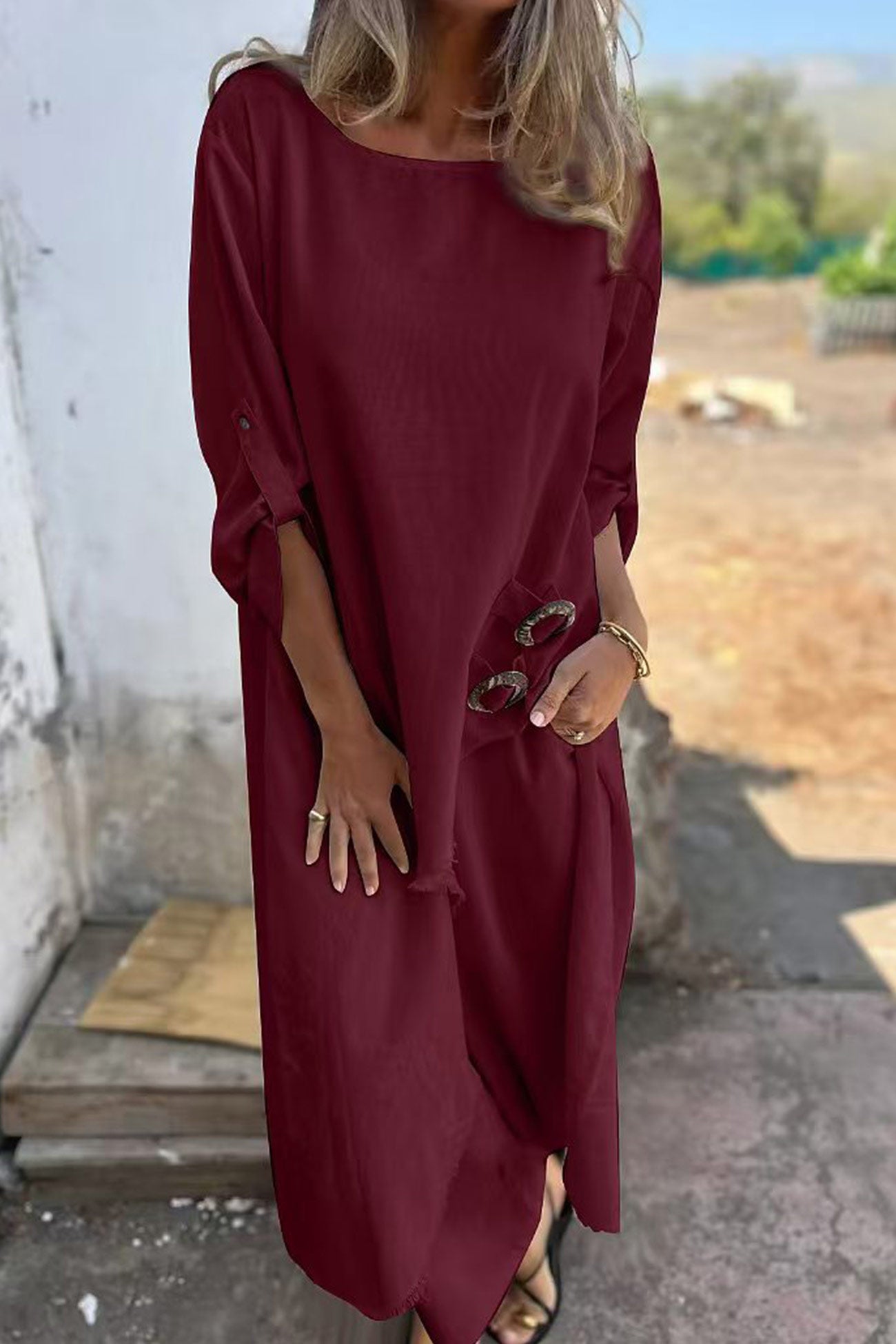 Raw Edge Long Tops Two Piece Pants Set