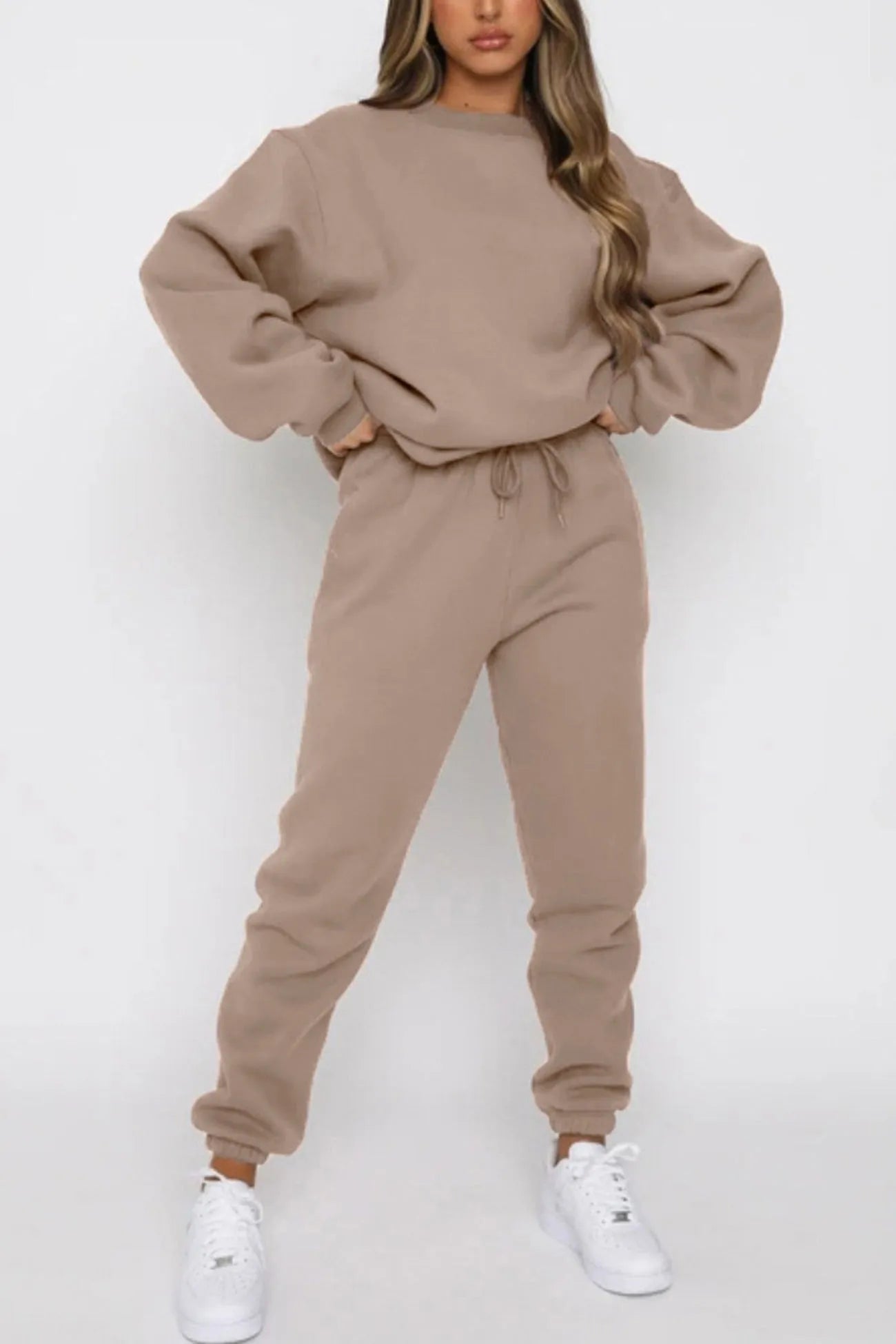 Solid Sweatshirt Pants Set