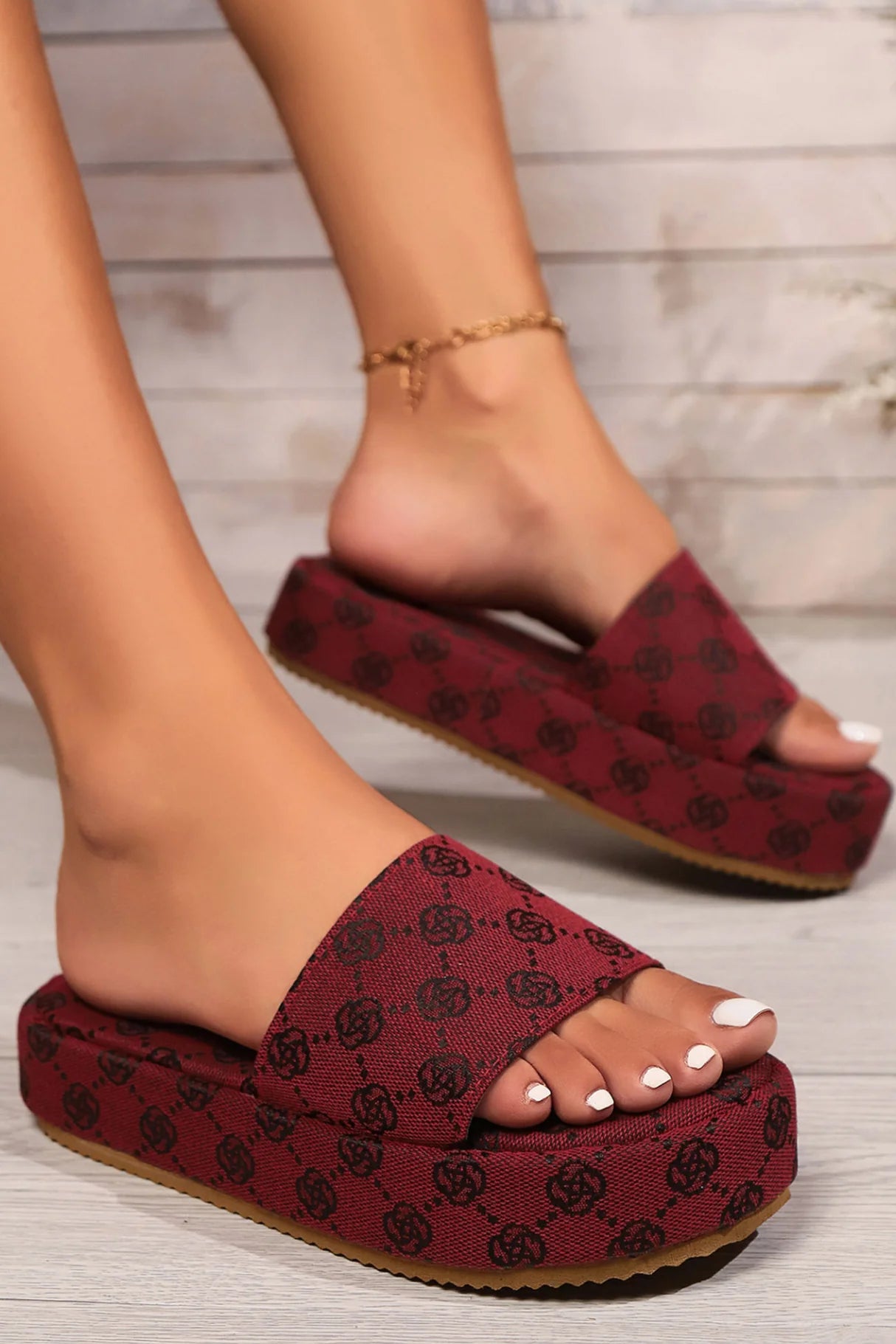 Vintage Printed Platform Sandals