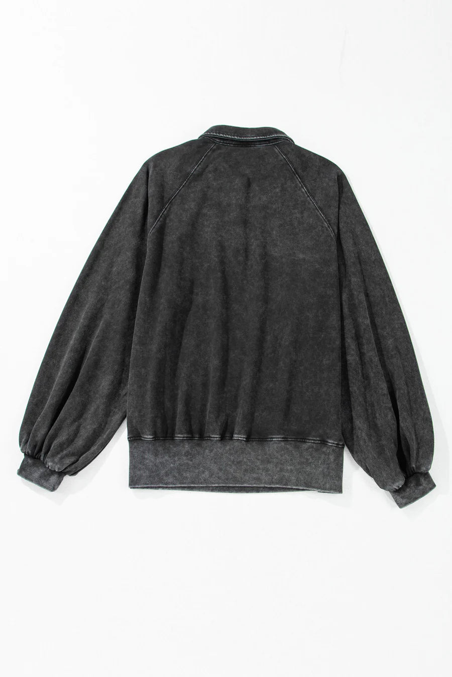 Buttons Balloon Sleeve Oversized Sweatshirt