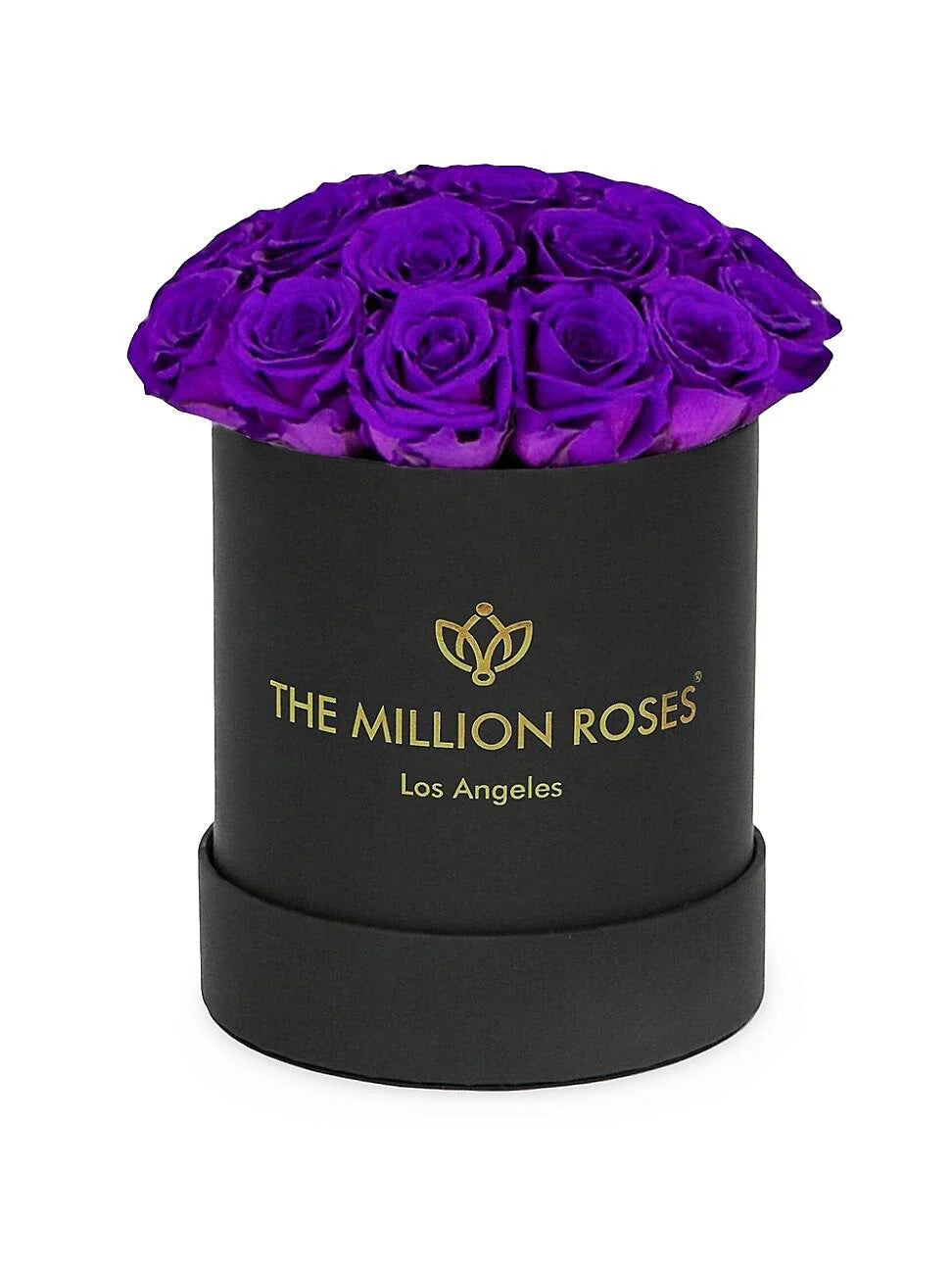 The Million Roses Basic Box Roses in Round Box - Bright Purple