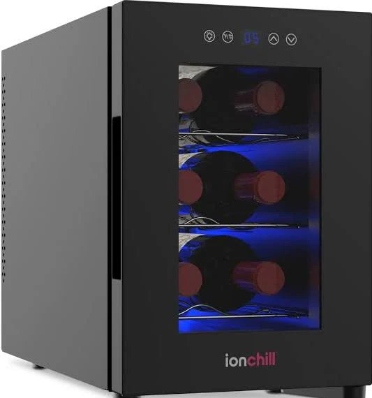 Ionchill 6-Bottle Wine Cooler, Mini Fridge with Wine Rack and Temperature