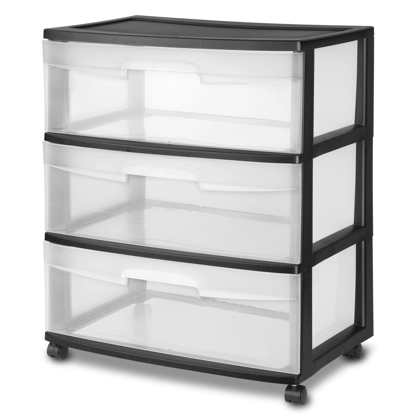 Sterilite 3 Drawer Wide Cart Black