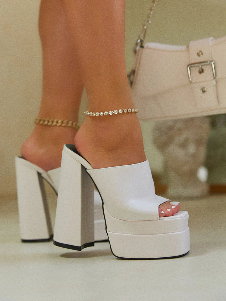 Platform Chunky Heeled Mules