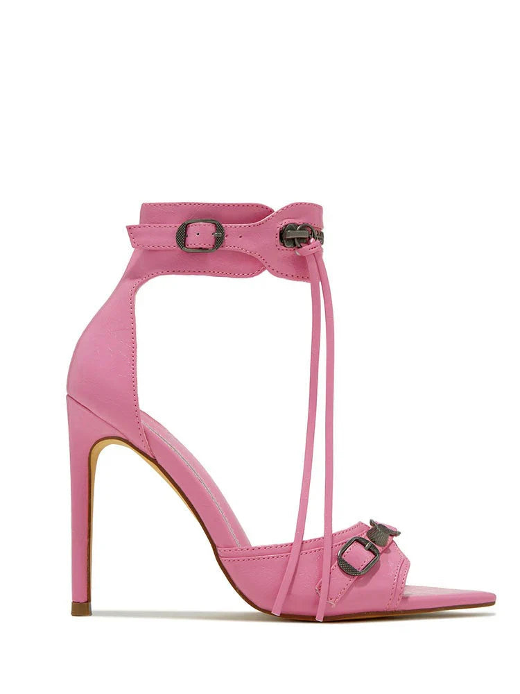 Ankle Zip Strap Pointed Toe Sandals
