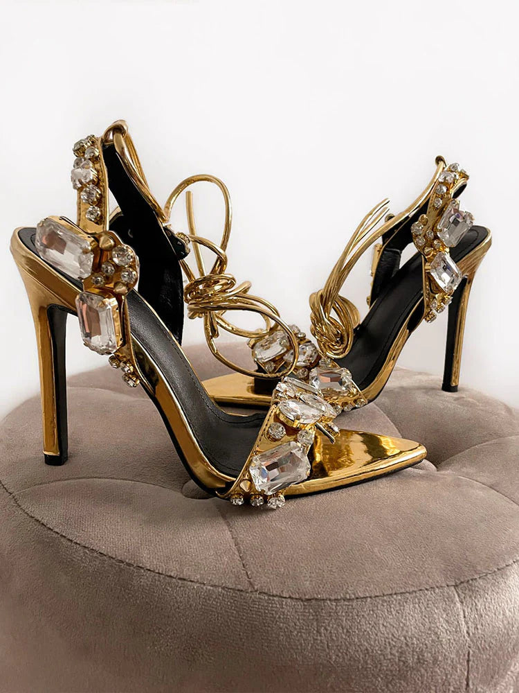 Rhinestones Pointed Toe Sandals