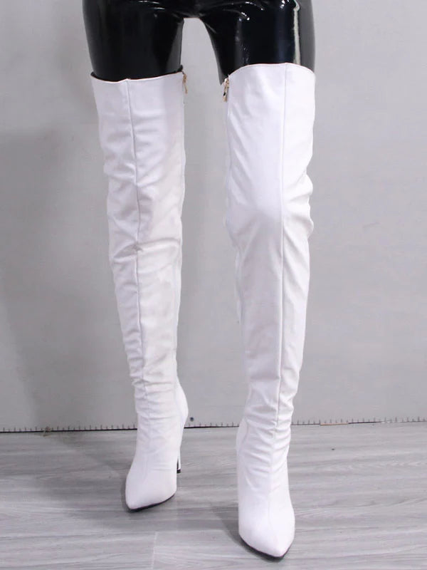 Zip The Knee Leather Boots