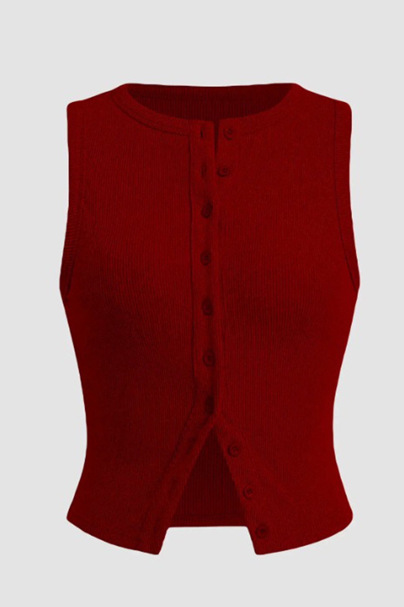Solid Color Button down Knit Tank Top