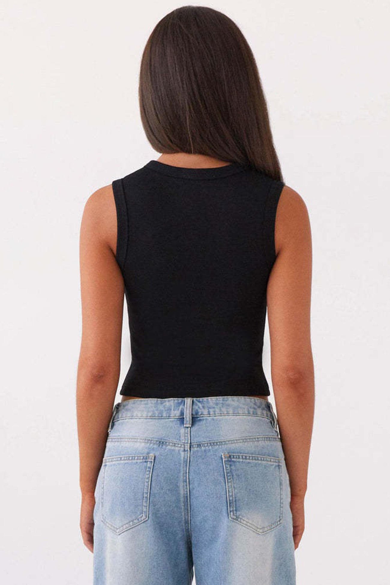 Solid Color Button down Knit Tank Top