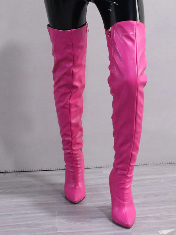 Zip The Knee Leather Boots