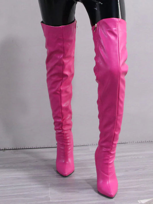 Zip The Knee Leather Boots