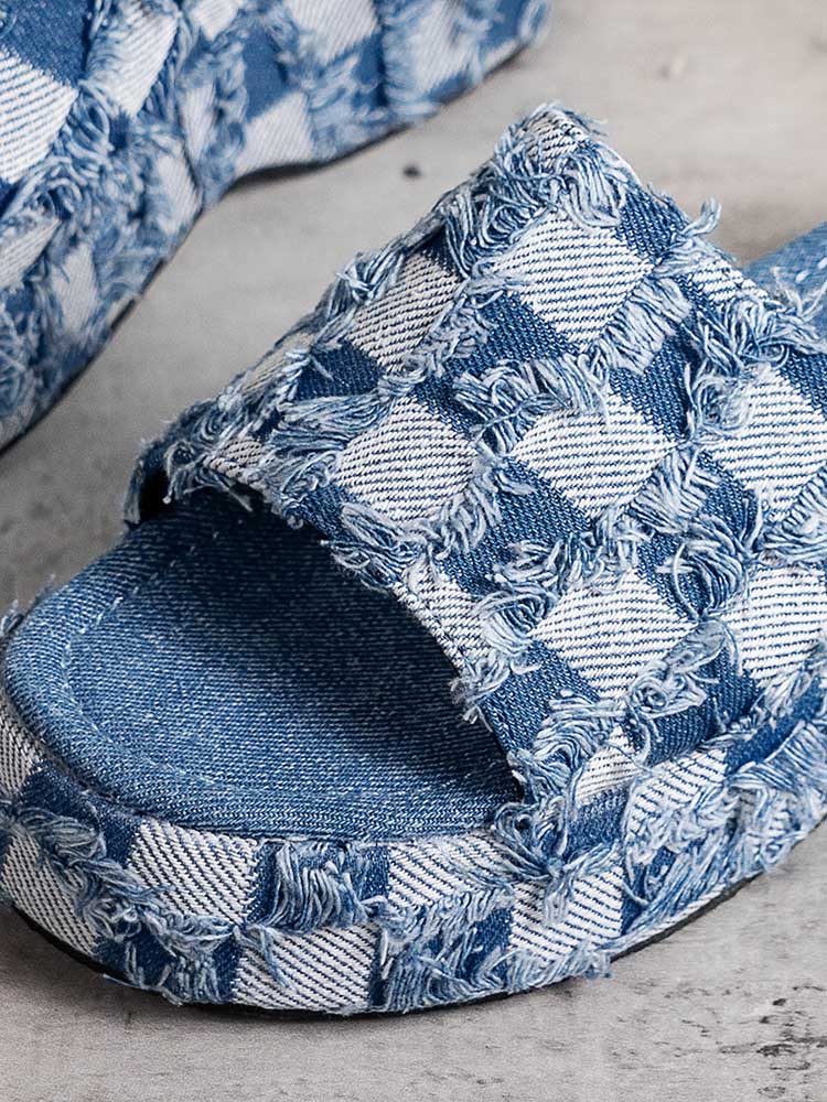 Checkerboard Denim Sandals