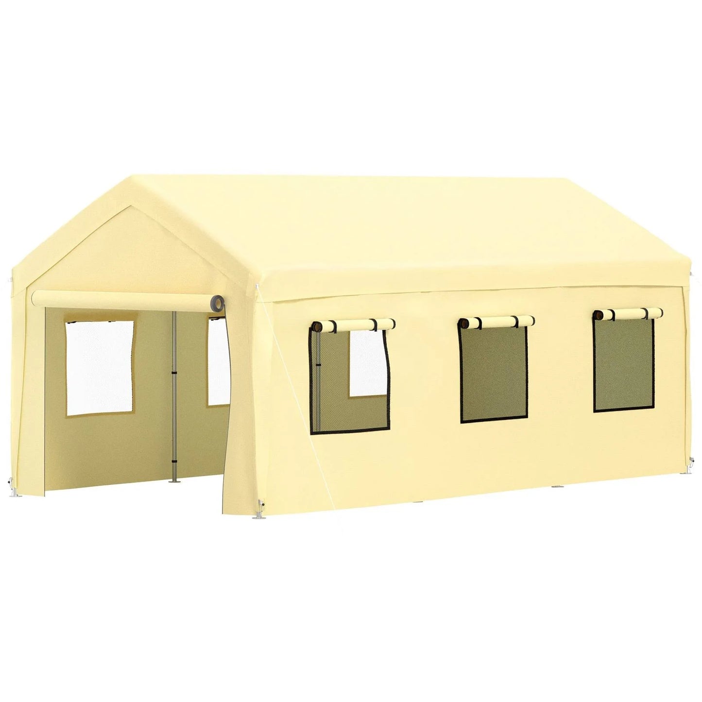 VEVOR Carport Canopy Car Canopy 10 x 20ft W 8 Legs Sidewalls Windows Yellow