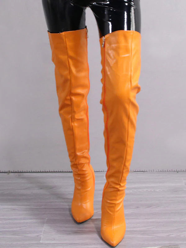 Zip The Knee Leather Boots